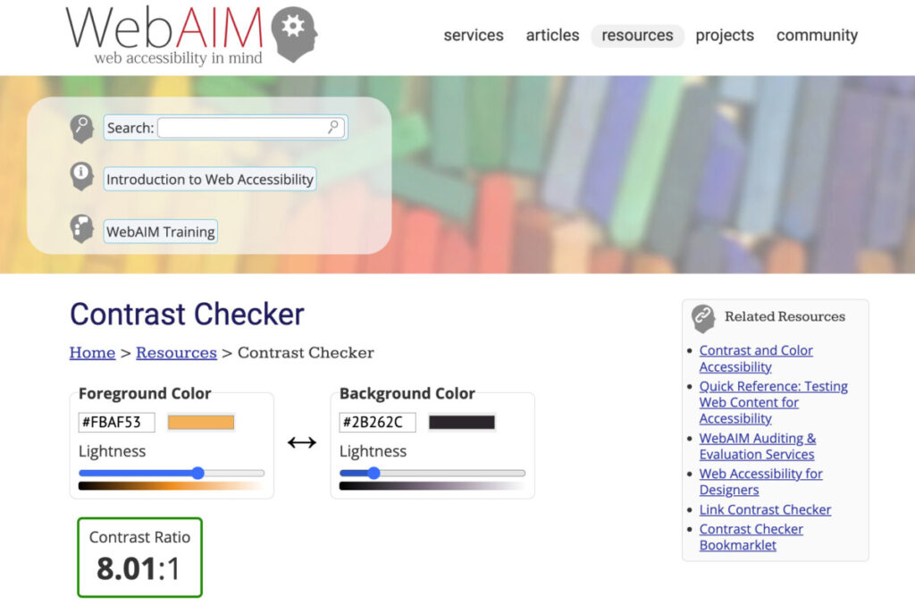 www.webaim.org/resources/contrastchecker/