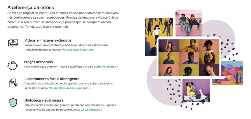 caraterísticas do istock