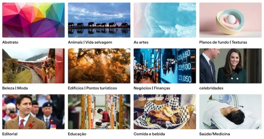 Categorias de imagens da Shutterstock
