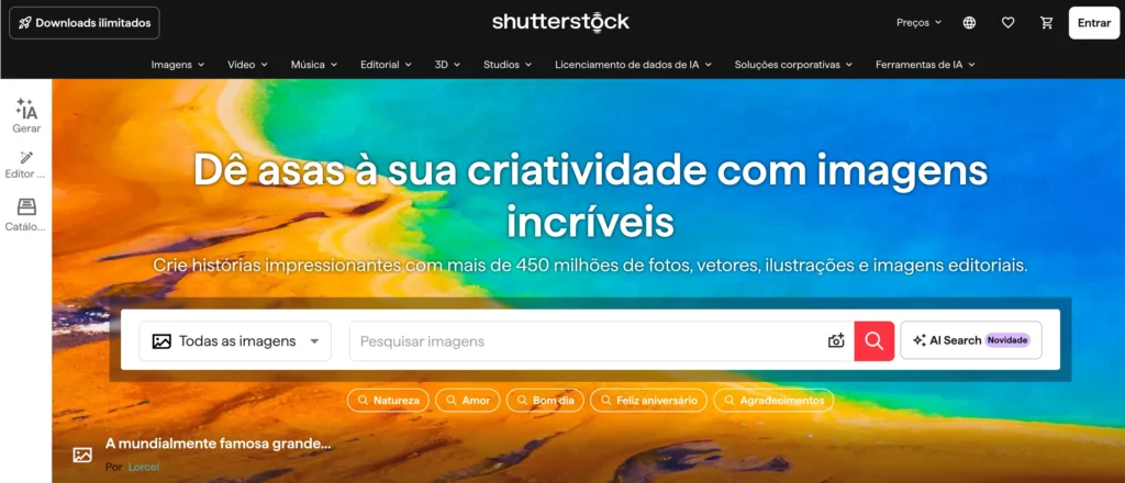 Site de imagens da Shutterstock
