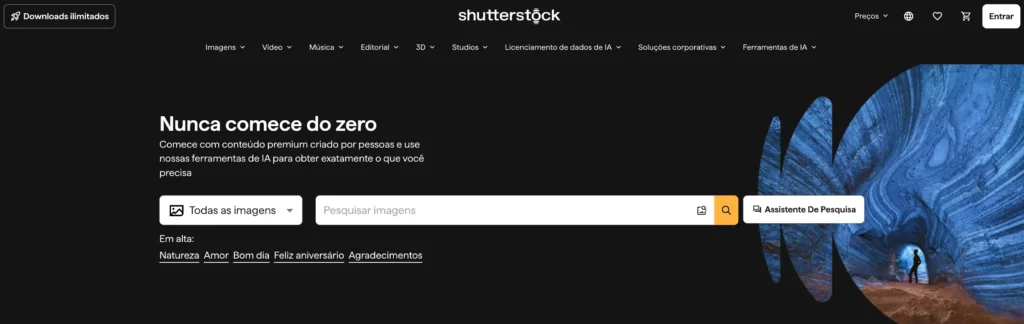 Site principal da Shutterstock